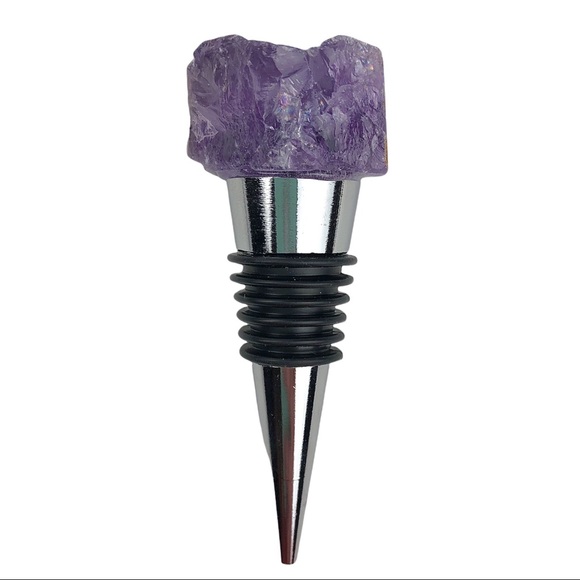 Zenful Collection Other - Amethyst stone wine topper crystal quartz silver wine stopper rough cut gift